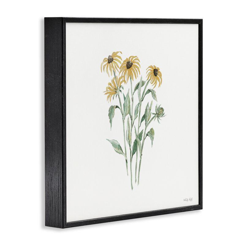 Giclée botanique Susan aux yeux noirs, conception de Cindy Jacobs, H 17 po x l 17 po, Giclée encadrée noir minuit