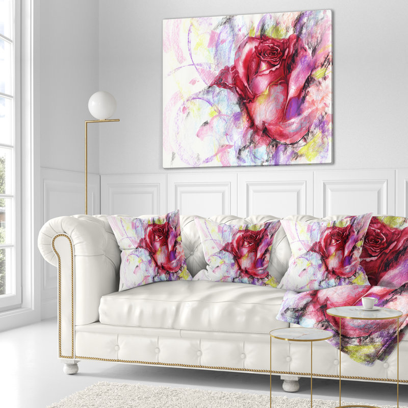 Coussin lombaire rose floral