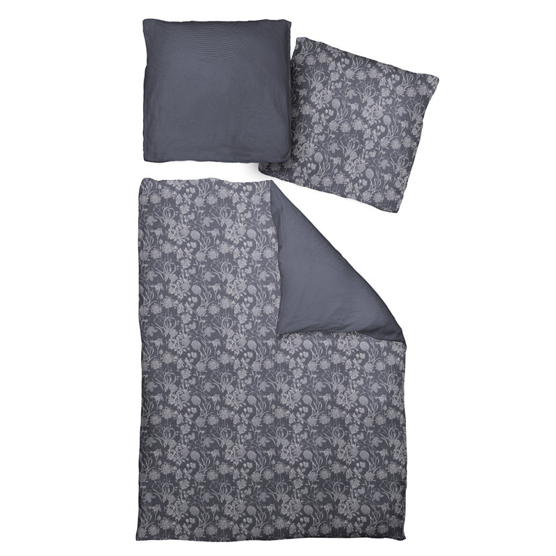 Micheal Cotton Floral Duvet Cover Set with Pillowcases Included, Single - 1 Pillowcase (80 x 80 cm), Dark blue