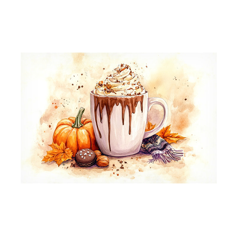Art sur toile Momart chocolat blanc et crème avec citrouille, H 22 po x l 32 po