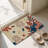 Patriotic Fireworks Stars Door Rug, Beige, 24" X 36", For Porch & Entryway
