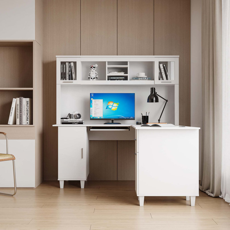 Bureau d'ordinateur avec tiroirs, bibliothèque, bureau à domicile