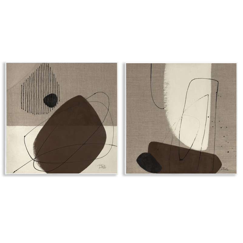 «Brown Hidden Lines», ensemble de 2 plaques murales par Patricia Pinto