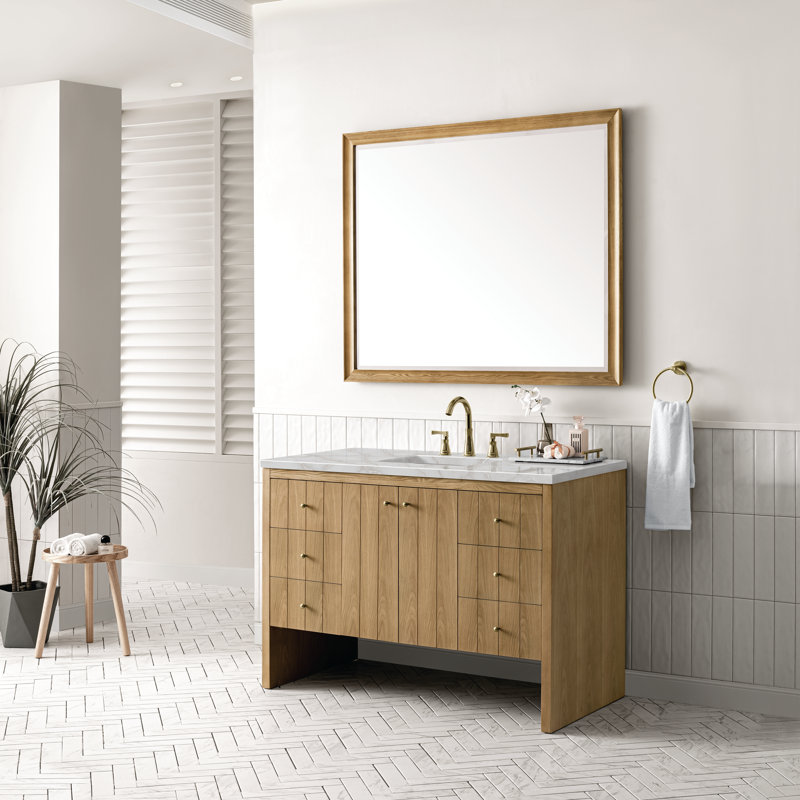 Hudson 48'' W Single Vanity, Ethereal Noctis, 8" Widespread, Light Natural Oak