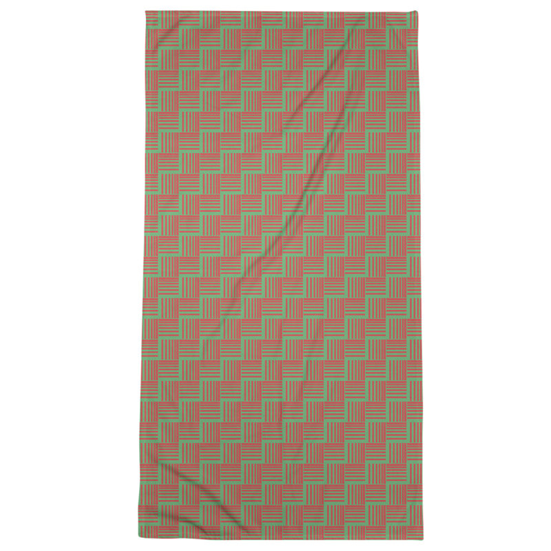 Bath Towel, Red/Green, Poly/Cotton
