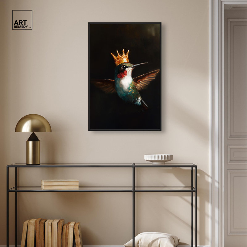 Art mural Royal Bird I par Bird Remedy, H 31 po x l 21 po, Cadre flottant noir