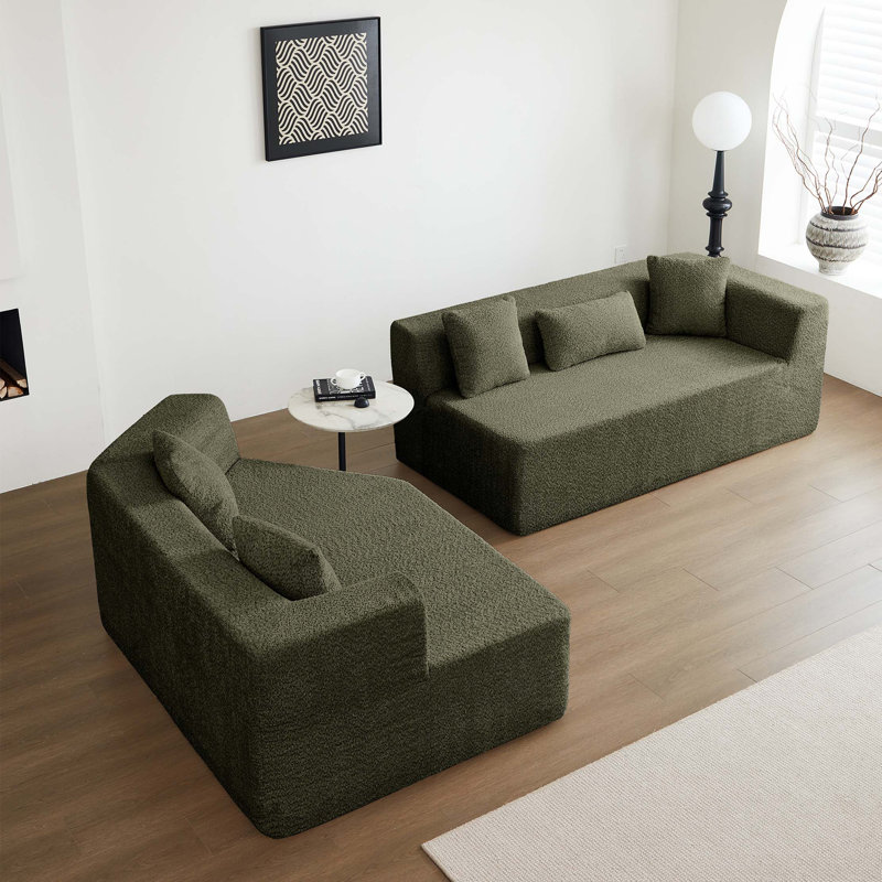 Canapé modulaire minimaliste 127,5 po avec siège profond 127,5 po, aucun assemblage requis