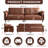 90.6''W Brown Oversized Leather Couch, Luxurious 4-seater Sectional Sleeper Sofa with Deep Seats and Wide Armrests, Mid-century Modern Tufted Upholstered Loveseat for Living Room