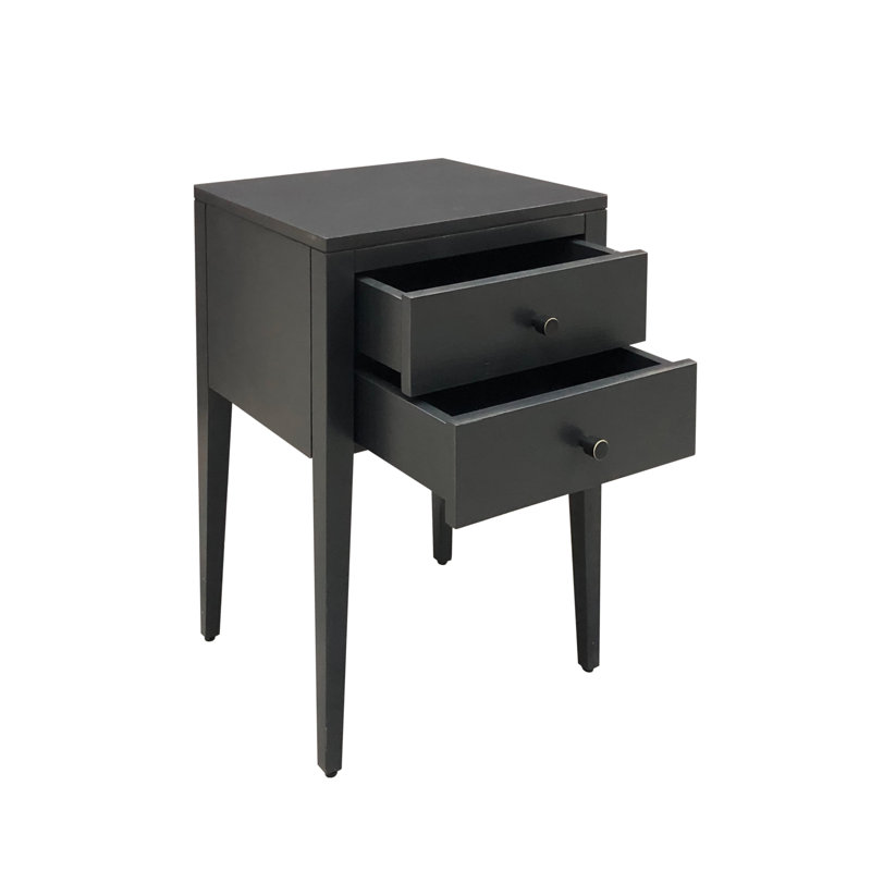 Charade 40cm W Solid + Manufactured Wood Bedside Table, Black