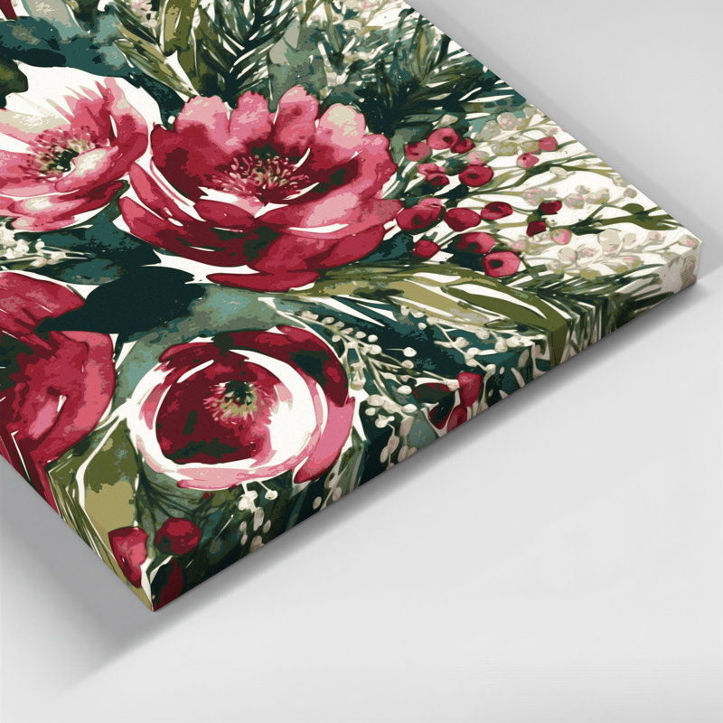 "Watercolor Floral 29", art mural sur toile brune, H 8 po x l 8 po