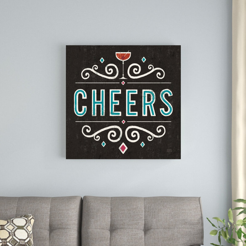 «Classic Cocktail Cheers» par Michael Mullan, reproduction d'art sur toile tendue, H 30 po x l 30 po