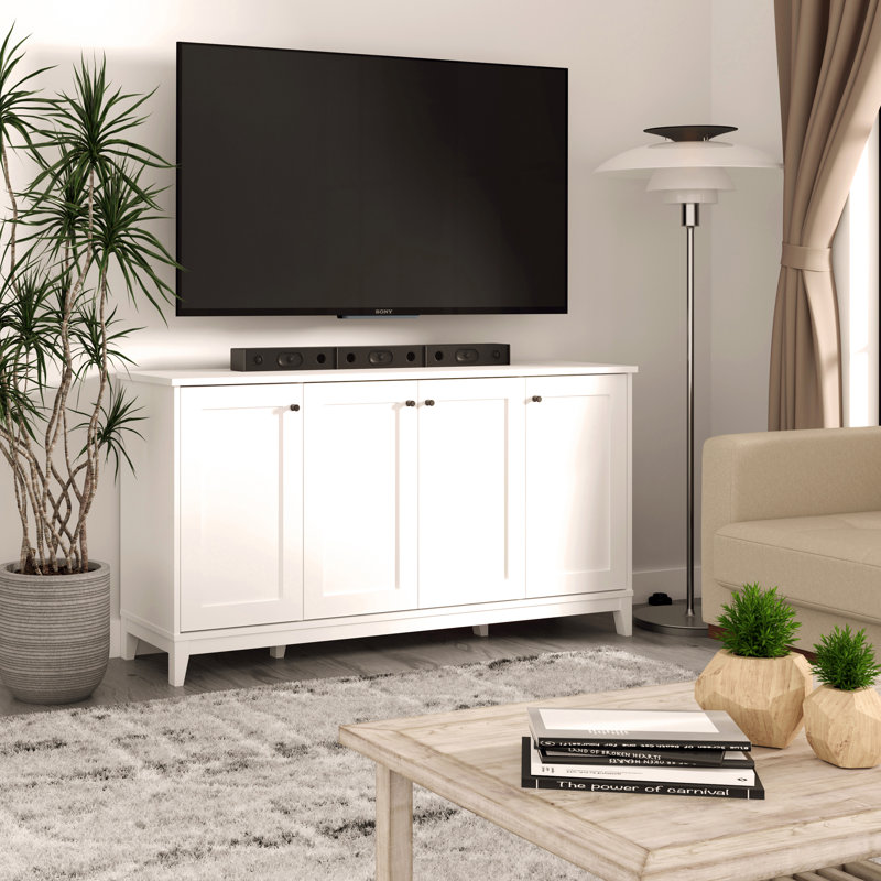White Pine 4-Door Freestanding Accent Cabinet with Adjustable Shelves