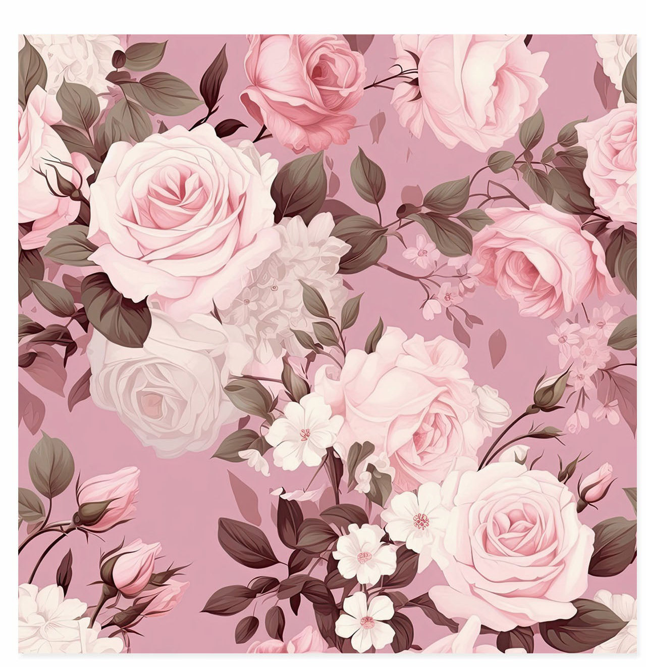 Winston Porter Floral Muted Pink Roses I Glam Unframed Art Print | Wayfair