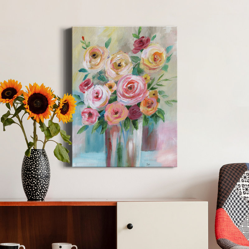 «Bright Bouquet» par Nan - reproduction d'art sur toile tendue, H 40 po x l 30 po x P 1 po