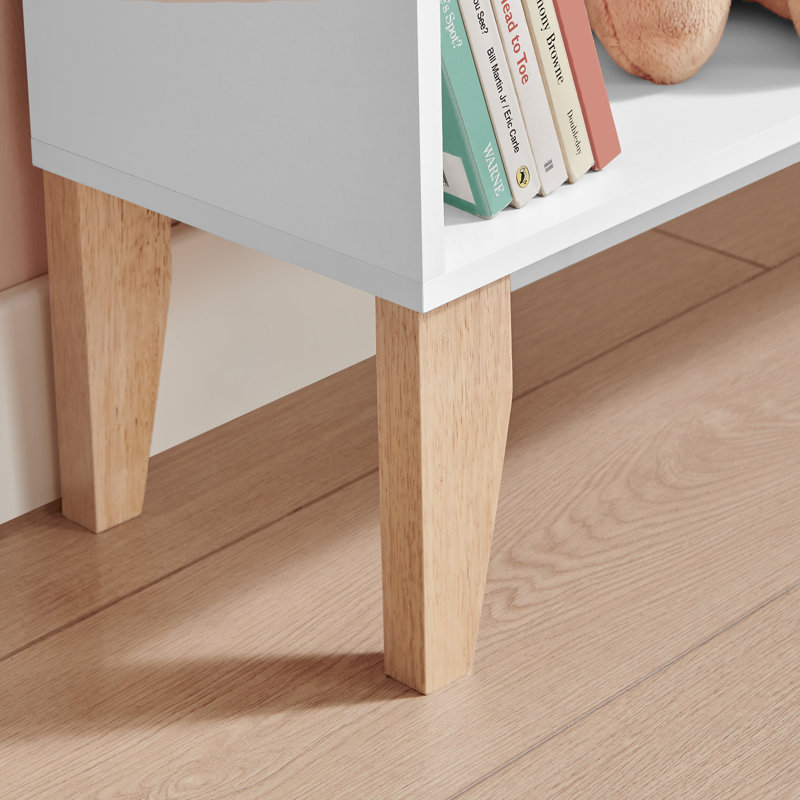 Abinabi Dollhouse 8-Compartment Kids Book Toy Display Freestanding Bookshelf with Beech Legs