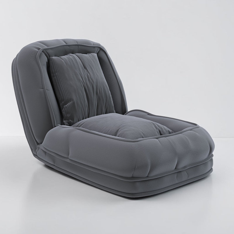 Foldable Upholstered Human Dog Bed With 5 Adjustable Position, Includes 2 Soft Pillows, Gray