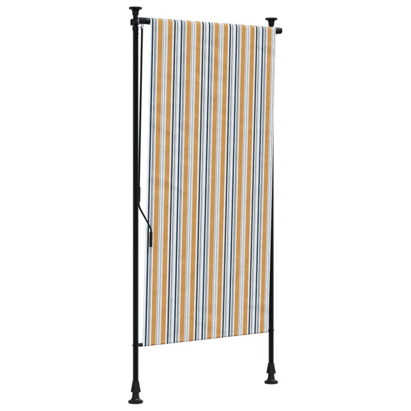 vidaXL Outdoor Roller Blind Yellow and White Fabric and Steel, 39.4" W x 106.3" L, Yellow