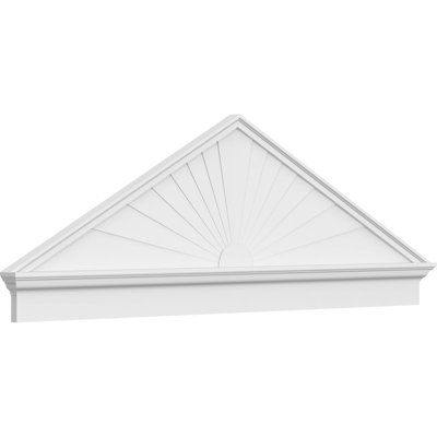 76"W x 25-7/8"H x 2-3/4"P (Pitch 6/12) Peaked Cap Sunburst Architectural Grade PVC Combination Pediment