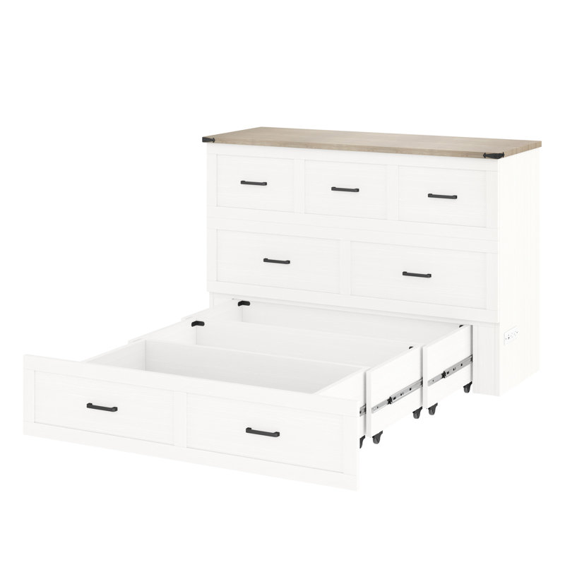 Grand lit, plateforme blanche avec station de charge et rangement, tiroir de rangement compact pour petits appartements, espaces invités compacts et multifonctionnels