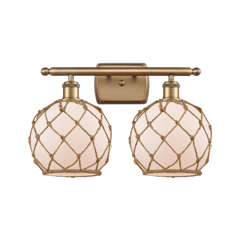 Arriola 2-Light Dimmable Vanity Light, White/Brown, Brushed Brass, No Bulb Included