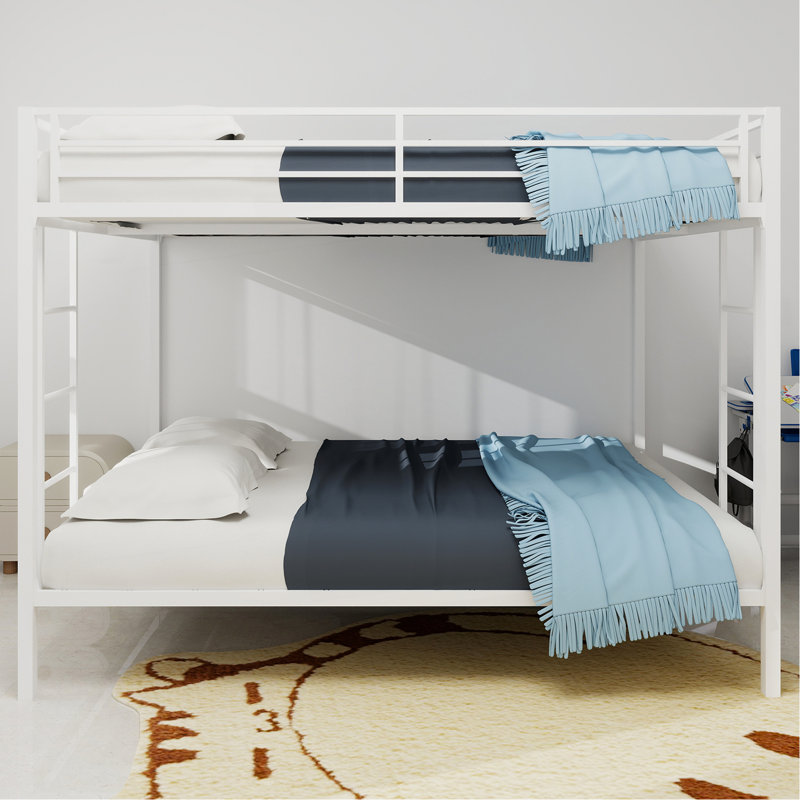 Lit superposé multi-fonctionnel en fer carré, lit supérieur double et lit double double, structure en métal robuste résistant à l'usure, idéal pour optimiser l'espace vertical dans n'importe quelle pièce - Taille double - 137 cm x 190 cm