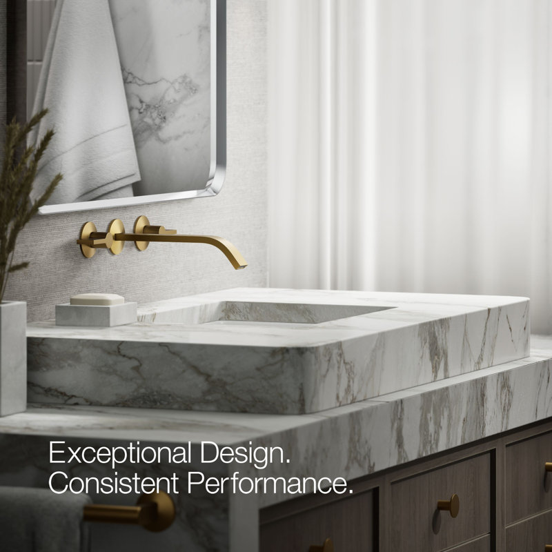 Components Wall-Mount Bathroom Sink Faucet Trim, Vibrant Brushed Moderne Brass