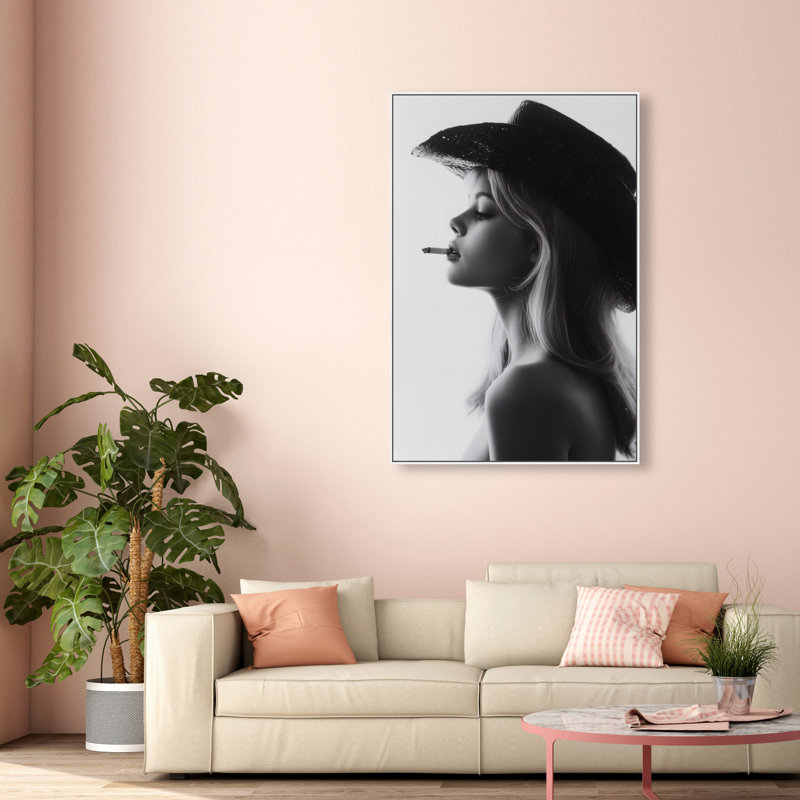 Desert Cowgirl Fashion Canvas Print by Oliver Gal, Black Frame, 10 x 15, 37"H x 55"W, White Floater Frame