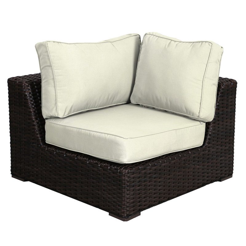 Chaise d'extérieur de coin avec coussins Sunbrella Sireci, Naturel