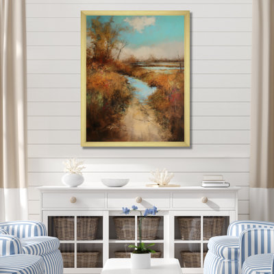 «Pittoresque aquarelle un jour d'automne au lac I», reproduction sur toile