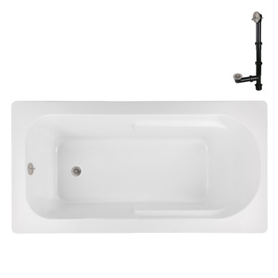 72" x 36" Acrylic Soaking Drop-In Bathtub, Drain Included