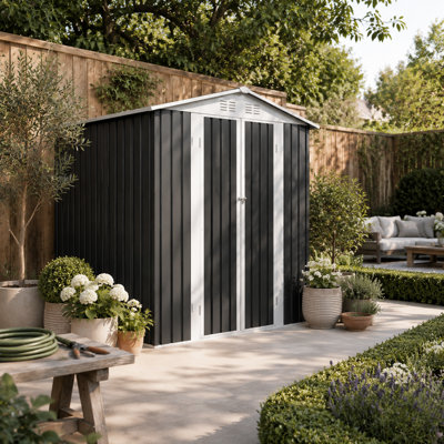 Remise de jardin en métal Gable avec évent et serrure pour le rangement extérieur