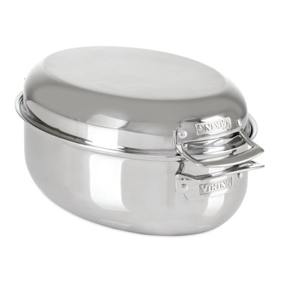 Viking 3-Ply Oval Roaster 8.5 Qt with Metal Induction Lid and Rack