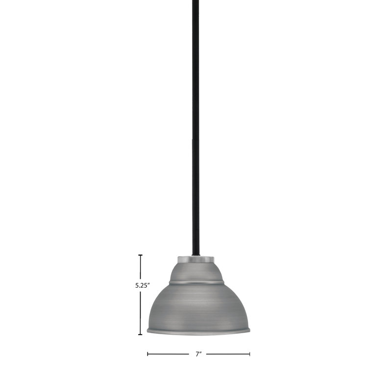 Mini-luminaire suspendu 1 lumière Amarmula, noir mat et finition graphite, abat-jour en métal graphite double 7 po, Gris