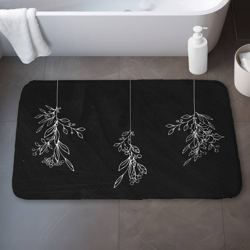 Mistletoe Bath Mat with Non-Slip Backing - Quick Dry Memory Foam Bathroom Rug - Absorbent - Modern Plush Spa-Style - Machine Washable