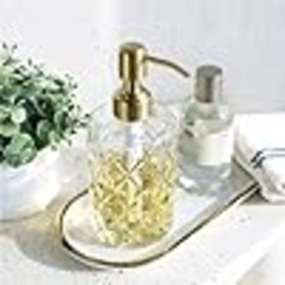 Diamond Design Glass Soap Dispenser With Pump, Refillable Hand Soap Dispenser For Kitchen, Soap Dispenser Bathroom For Soap, Hand Soap, Dish Soap, Lotion.
