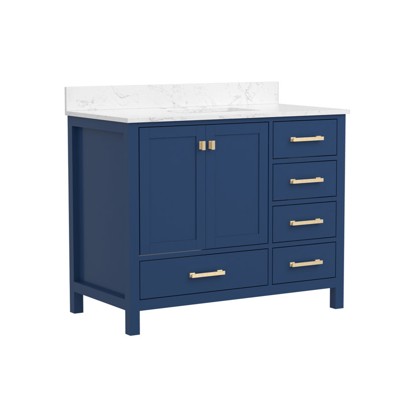 Meuble-lavabo double en bois massif et manufacturé Yakia, Blue, 42