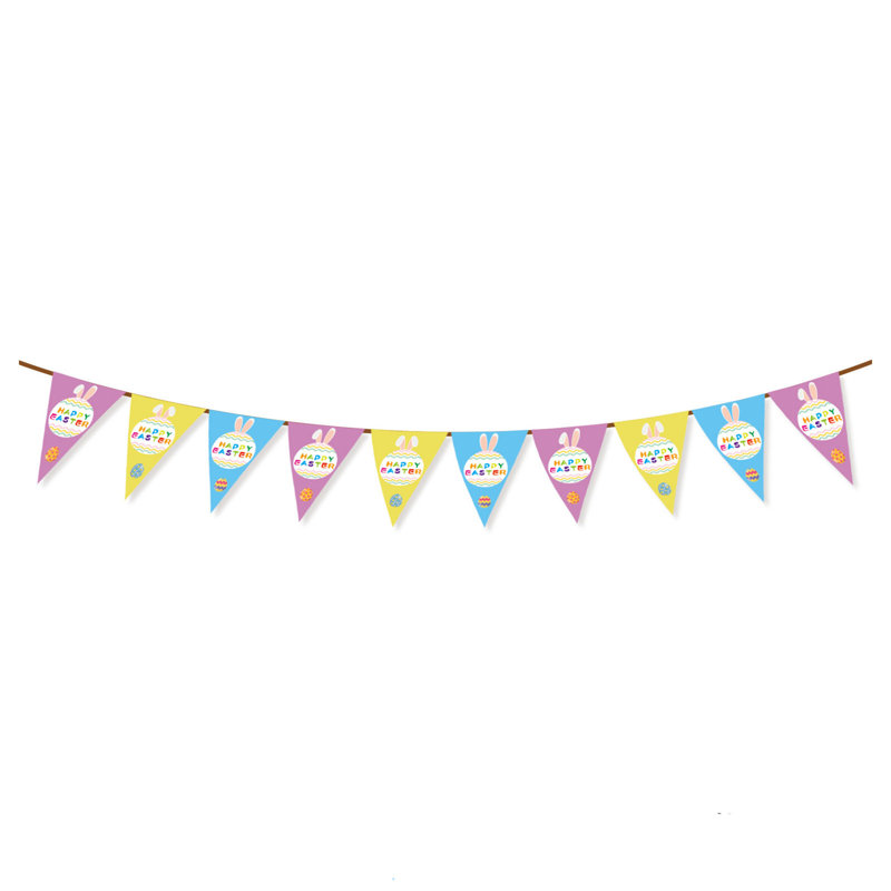 Easter Bunny Egg Flag Triangular Flag Banners Party Decorations, A