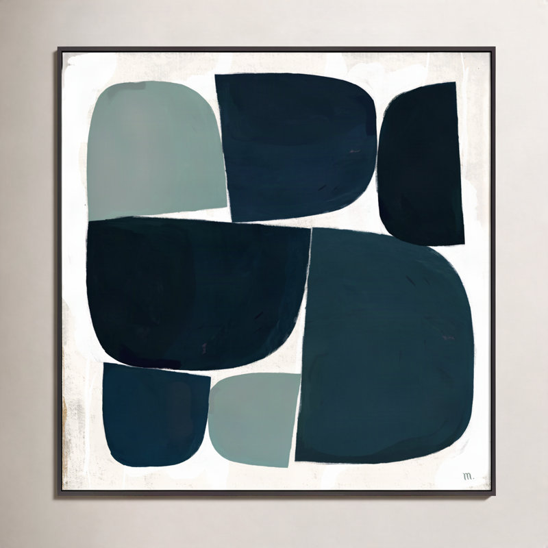 Composizione Di Forme Blue Black With Shadow Print, Black Single Structure Framed Canvas, 16" H x 16" W x 1.25" D