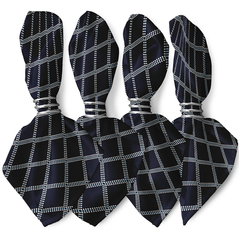 Lateasa Polyester Geometric Square Napkin, Navy