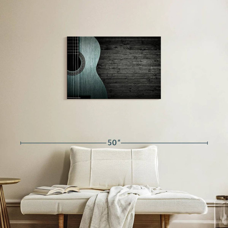 Abarca Vignette, guitare bleue, H 20 po x l 30 po