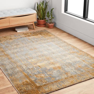 Tapis intérieur / extérieur à motif abstrait ivoire antique Anki