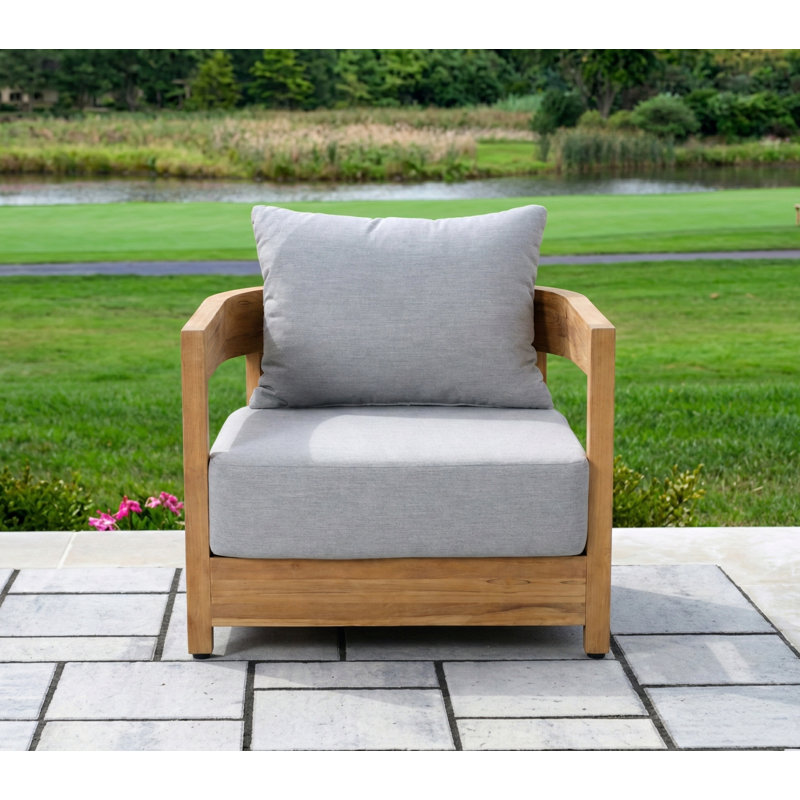 Teak Sunbrella Outdoor Armchair, Gray