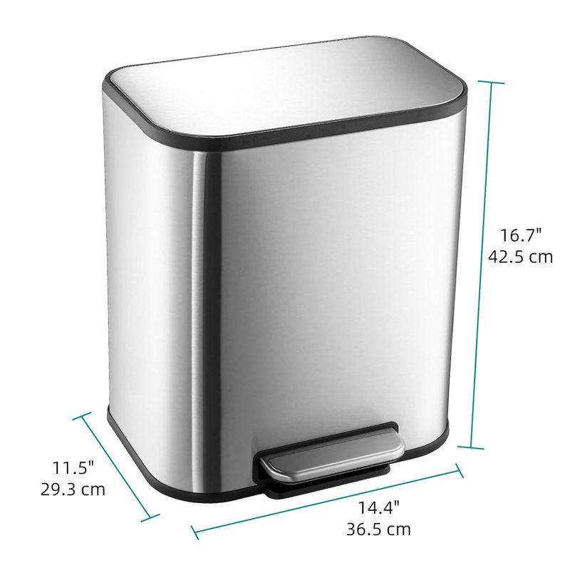 Poubelle rectangulaire 5,3 gallons en acier inoxydable 5,3 gallons