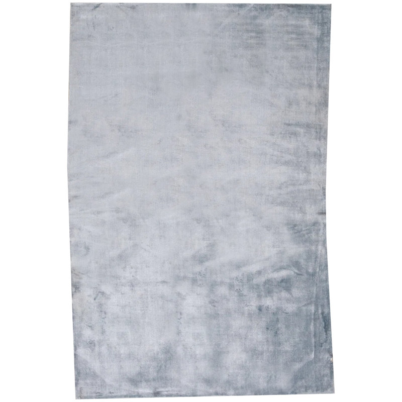 Tapis gris clair noué à la main de haute qualité, Rectangle 8 pi x 10 pi