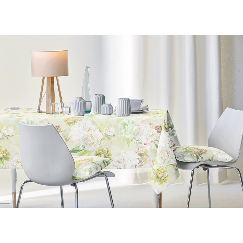 Anastasio Rectangular Floral Tablecloth, Light brown