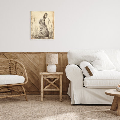 Plaque murale rétro avec un lapin vieilli, design par Petal Prints Design