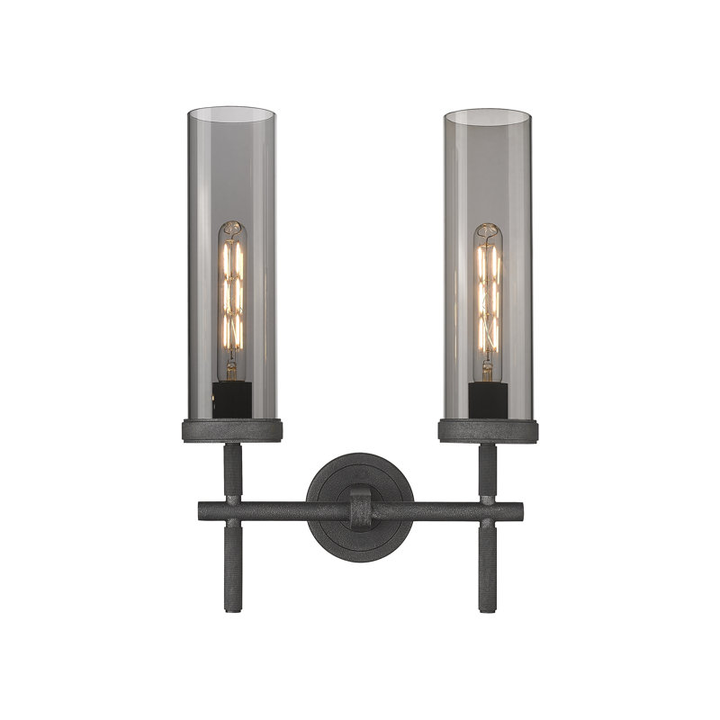Éclairage pour meuble-lavabo mural 12 po 2 lumières Lincoln, Fumée, Zinc patiné