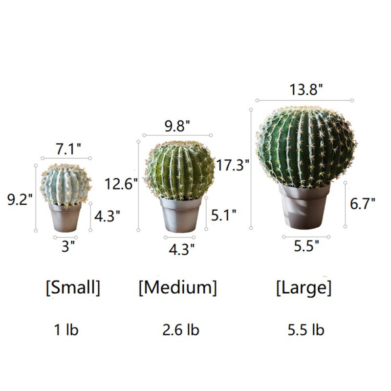 Faux Cactus Plant in Pot, 17.3" H x 13.8" W x 13.8" D