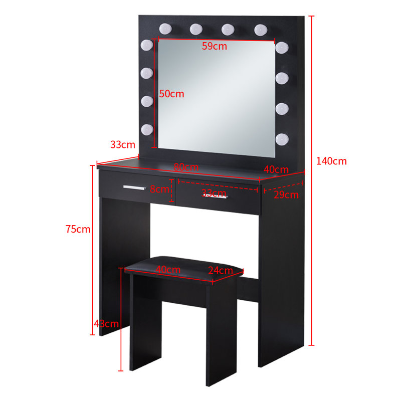 Lubelihle Dressing Table with Mirror, Black