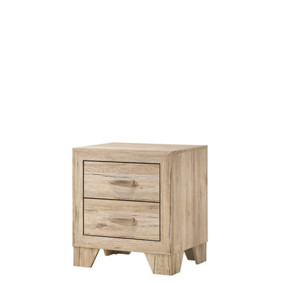 Natural Finish Nightstand For Bedroom - 2 Generous Drawer Sections With Device Glide Function Build Chic Metal Handle Design Item Roomy Drawers System Strong Construction Stylish